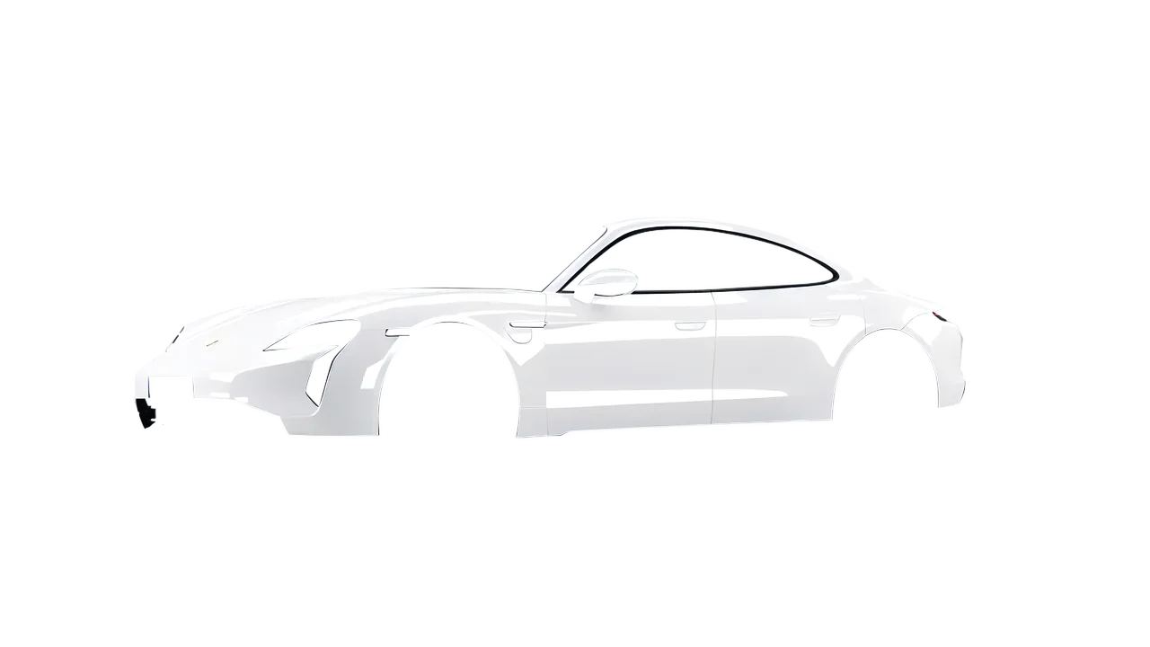 Porsche Taycan Turbo S 2024 wrapped in Gloss White (3M G10), front three-quarter view