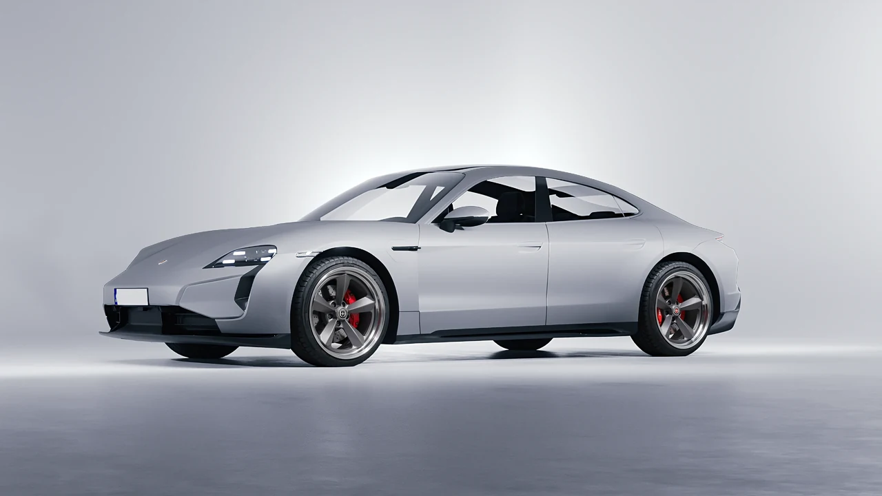 Porsche Taycan Turbo S 2024 on HRE Performance Wheels 105 forged wheels, front three-quarter view