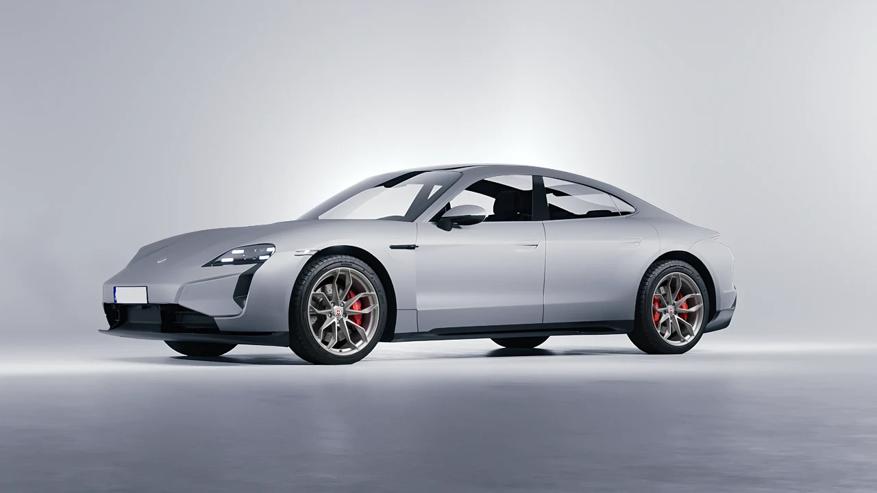 Porsche Taycan Turbo S 2024 on HRE Performance Wheels P201 forged wheels, front three-quarter view