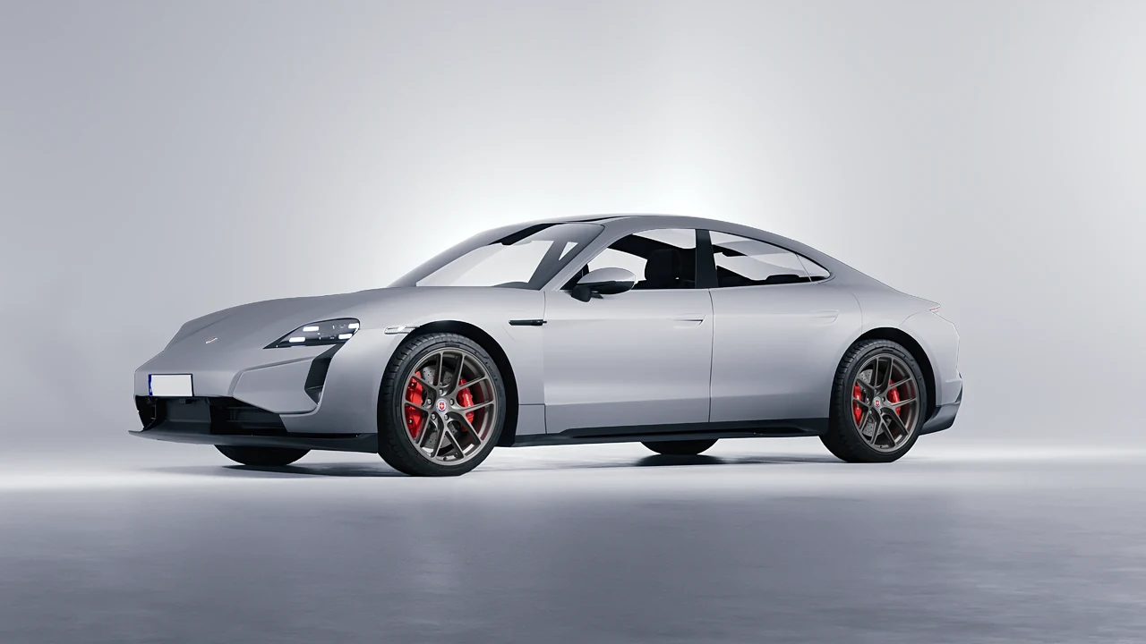 Porsche Taycan Turbo S 2024 on HRE Performance Wheels R101-Lightweight forged wheels, front three-quarter view