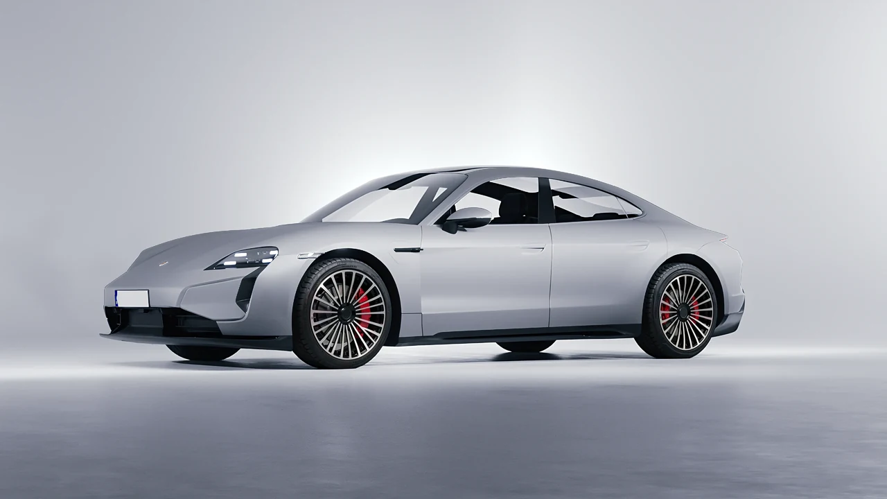 Porsche Taycan Turbo S 2024 on RDB LA Twenty Three forged wheels, front three-quarter view