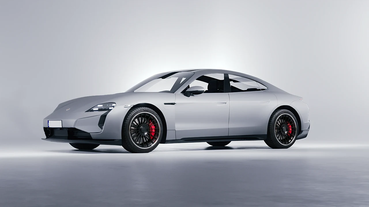 Porsche Taycan Turbo S 2024 on RDB LA Twenty Two forged wheels, front three-quarter view