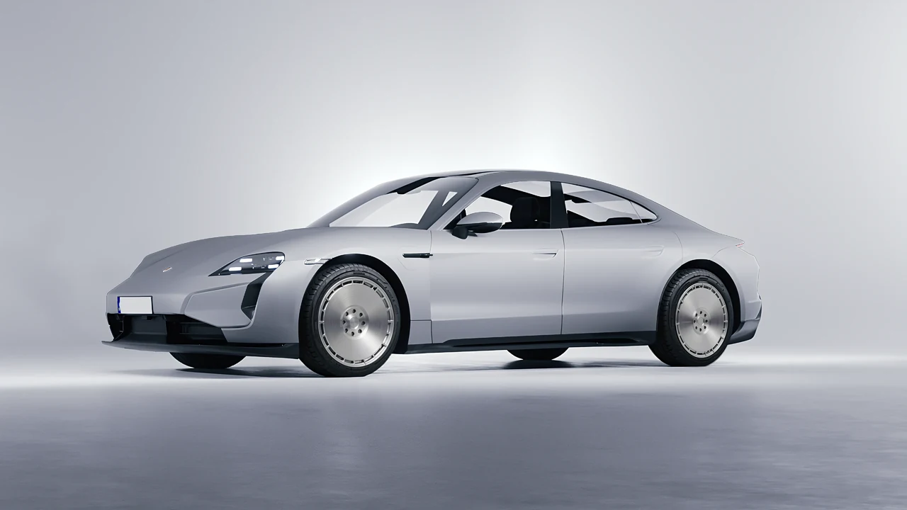 Porsche Taycan Turbo S 2024 on RDB LA Zero forged wheels, front three-quarter view