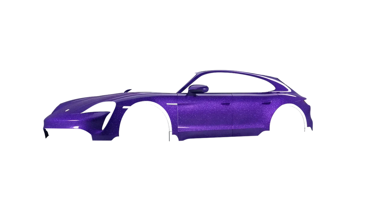 Porsche Taycan Turbo S Cross Turismo 2021 wrapped in Purple (Avery Dennison SW900-587-D), front three-quarter view