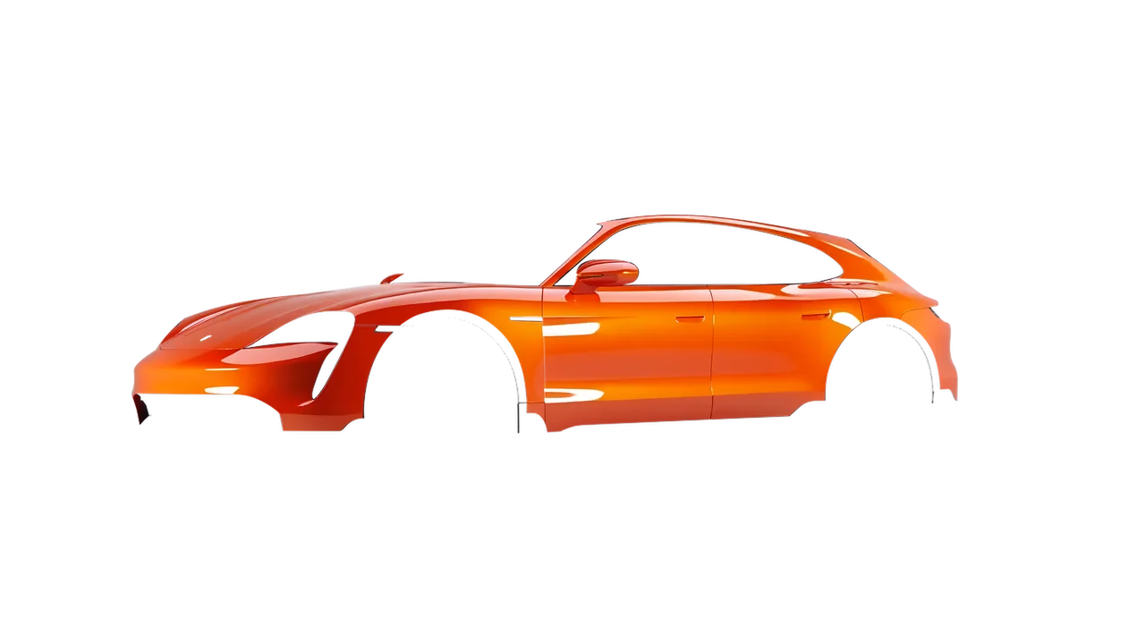 Porsche Taycan Turbo S Cross Turismo 2021 wrapped in Fiery Orange (3M G364), front three-quarter view