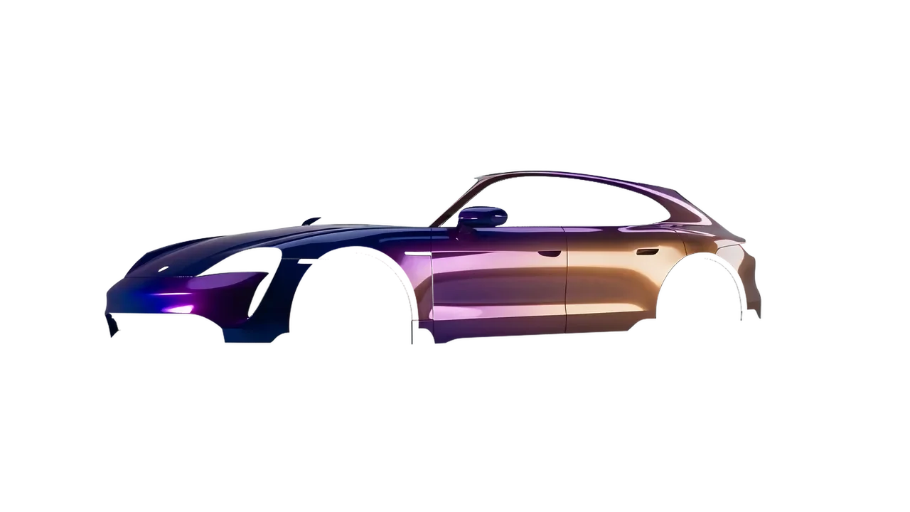 Porsche Taycan Turbo S Cross Turismo 2021 wrapped in Gloss Flip Deep Space (3M GP278), front three-quarter view