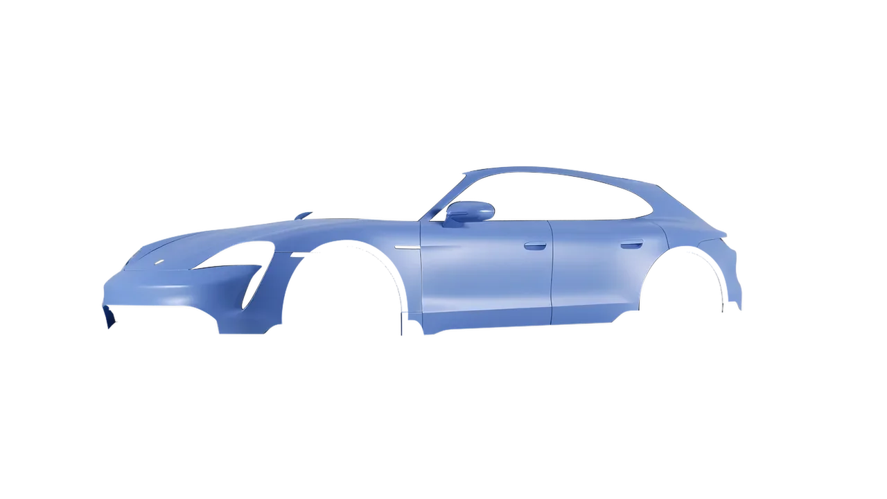 Porsche Taycan Turbo S Cross Turismo 2021 wrapped in Dreamline Blue (Avery Dennison SW900-616-O), front three-quarter view