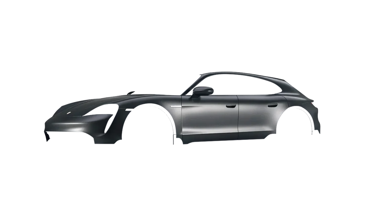 Porsche Taycan Turbo S Cross Turismo 2021 wrapped in Black Rock Grey (Avery Dennison SW900-823-M), front three-quarter view