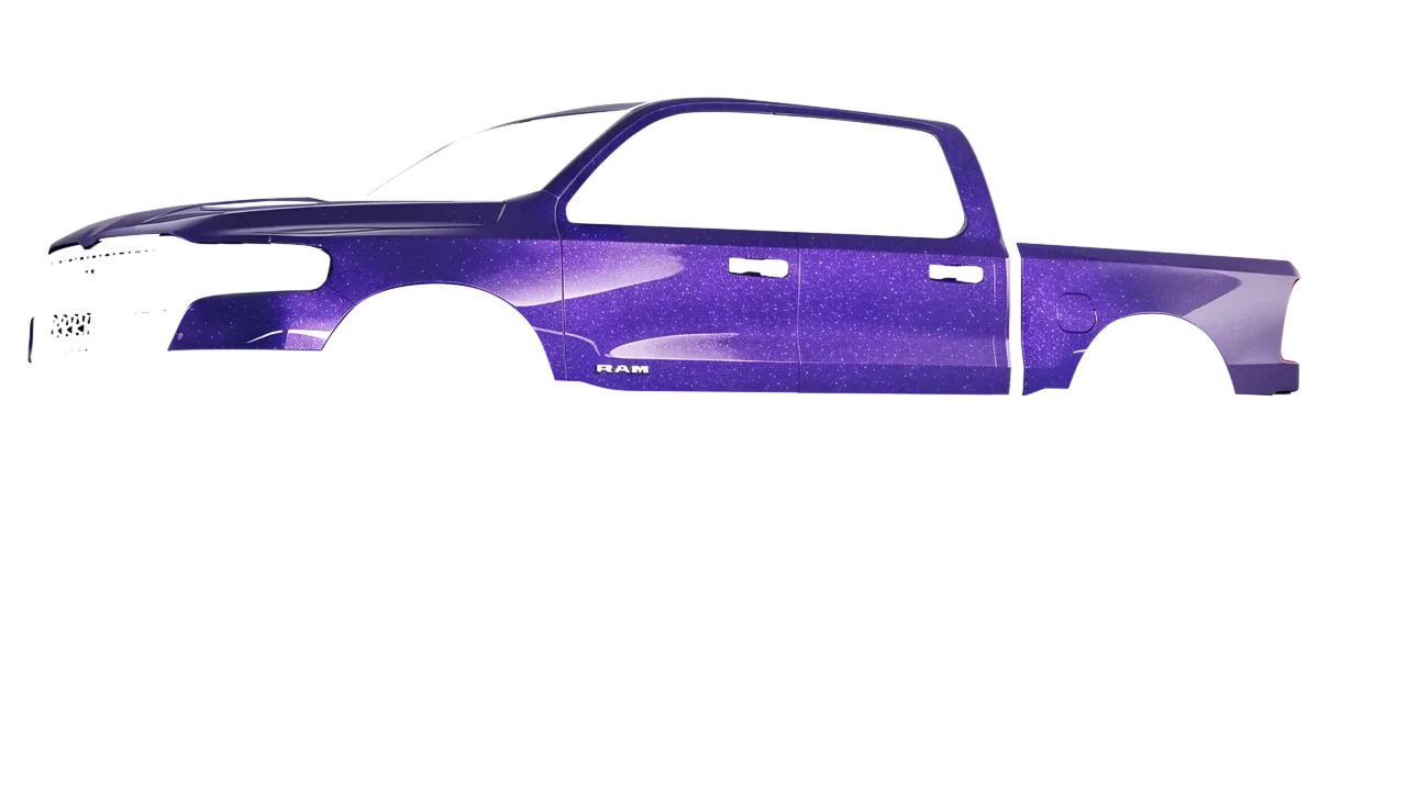 Ram 1500 2025 wrapped in Purple (Avery Dennison SW900-587-D), front three-quarter view
