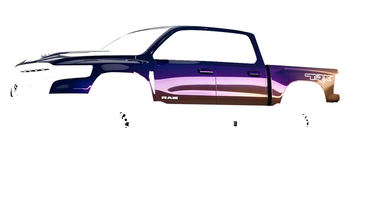 Ram 1500 SRT TRX 2027 wrapped in Gloss Flip Deep Space (3M GP278), front three-quarter view