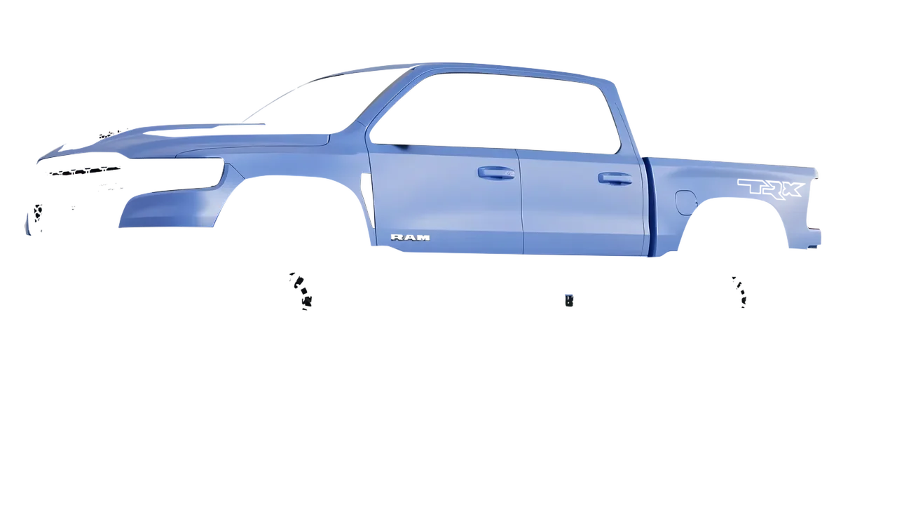 Ram 1500 SRT TRX 2027 wrapped in Dreamline Blue (Avery Dennison SW900-616-O), front three-quarter view