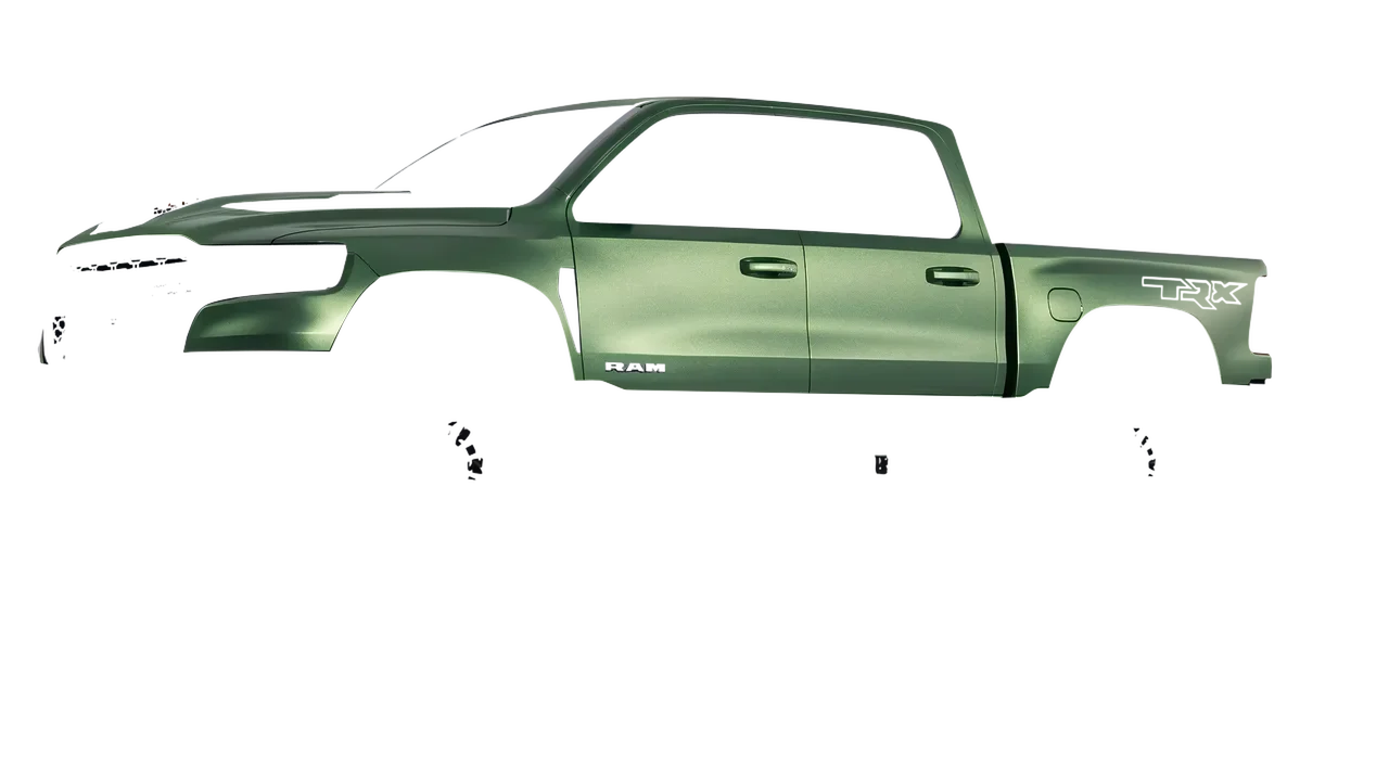 Ram 1500 SRT TRX 2027 wrapped in Apple Green (Avery Dennison SW900-745-M), front three-quarter view
