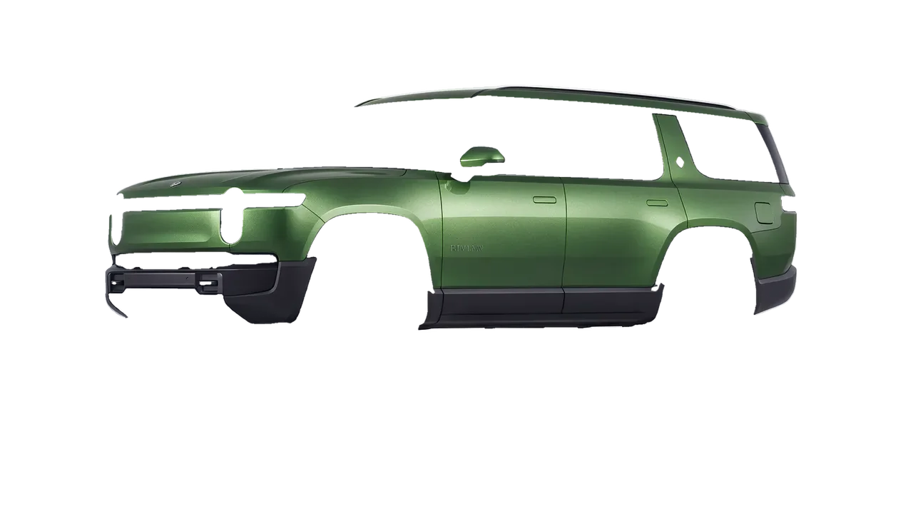 Rivian R1S 2025 wrapped in Apple Green (Avery Dennison SW900-745-M), front three-quarter view