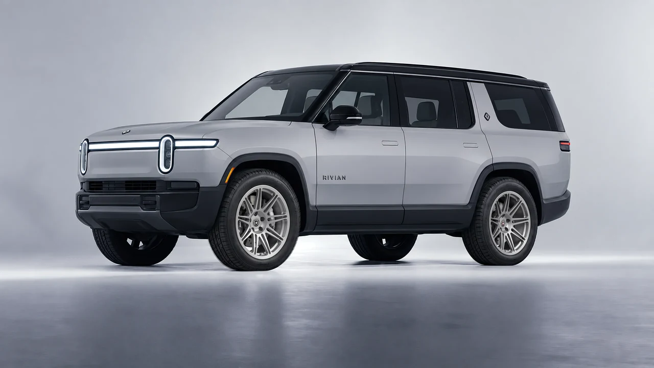 Rivian R1S 2025 on HRE Performance Wheels 301M forged wheels, front three-quarter view