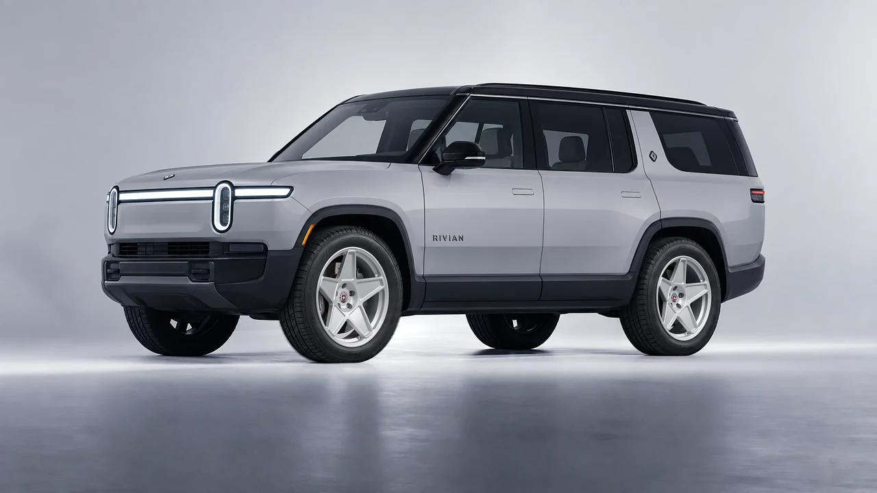 Rivian R1S 2025 on HRE Performance Wheels 505M forged wheels, front three-quarter view