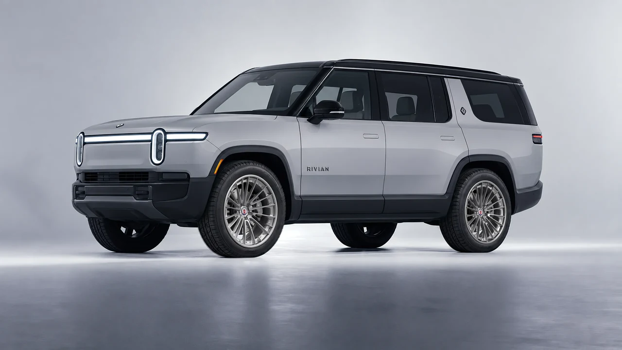 Rivian R1S 2025 on HRE Performance Wheels S209 forged wheels, front three-quarter view