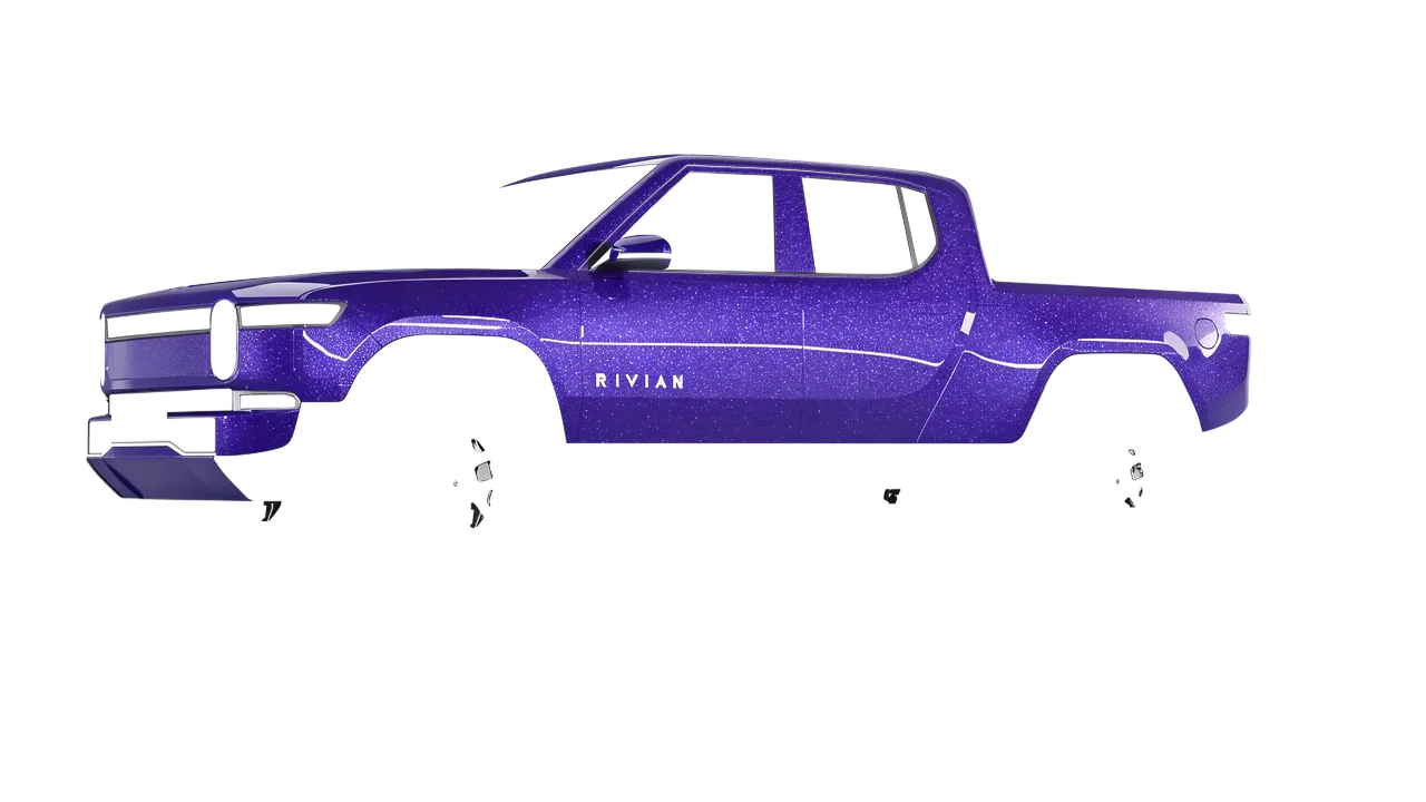 Rivian R1T 2025 wrapped in Purple (Avery Dennison SW900-587-D), front three-quarter view