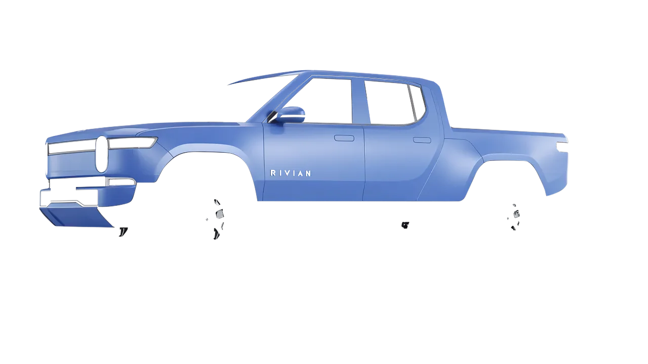 Rivian R1T 2025 wrapped in Dreamline Blue (Avery Dennison SW900-616-O), front three-quarter view