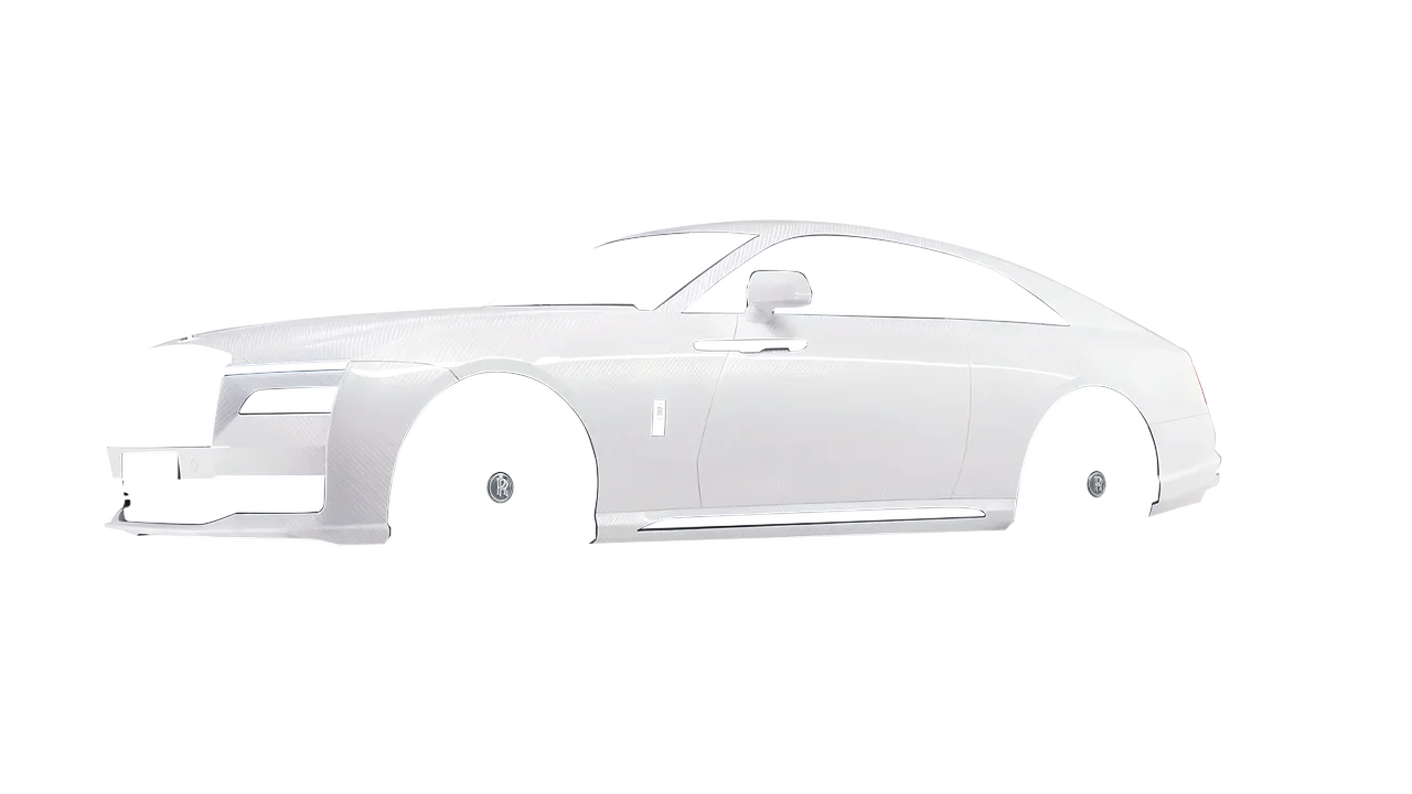 Rolls-Royce Spectre 2024 wrapped in Carbon Fiber White (Avery Dennison SW900-115-X), front three-quarter view