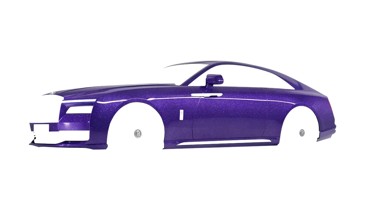 Rolls-Royce Spectre 2024 wrapped in Purple (Avery Dennison SW900-587-D), front three-quarter view