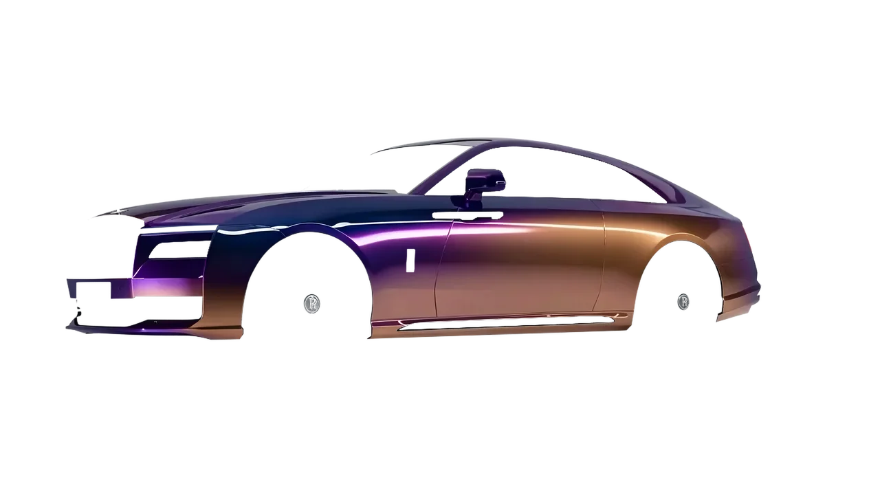 Rolls-Royce Spectre 2024 wrapped in Gloss Flip Deep Space (3M GP278), front three-quarter view