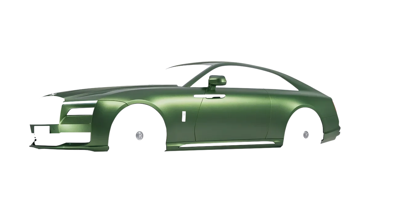 Rolls-Royce Spectre 2024 wrapped in Apple Green (Avery Dennison SW900-745-M), front three-quarter view