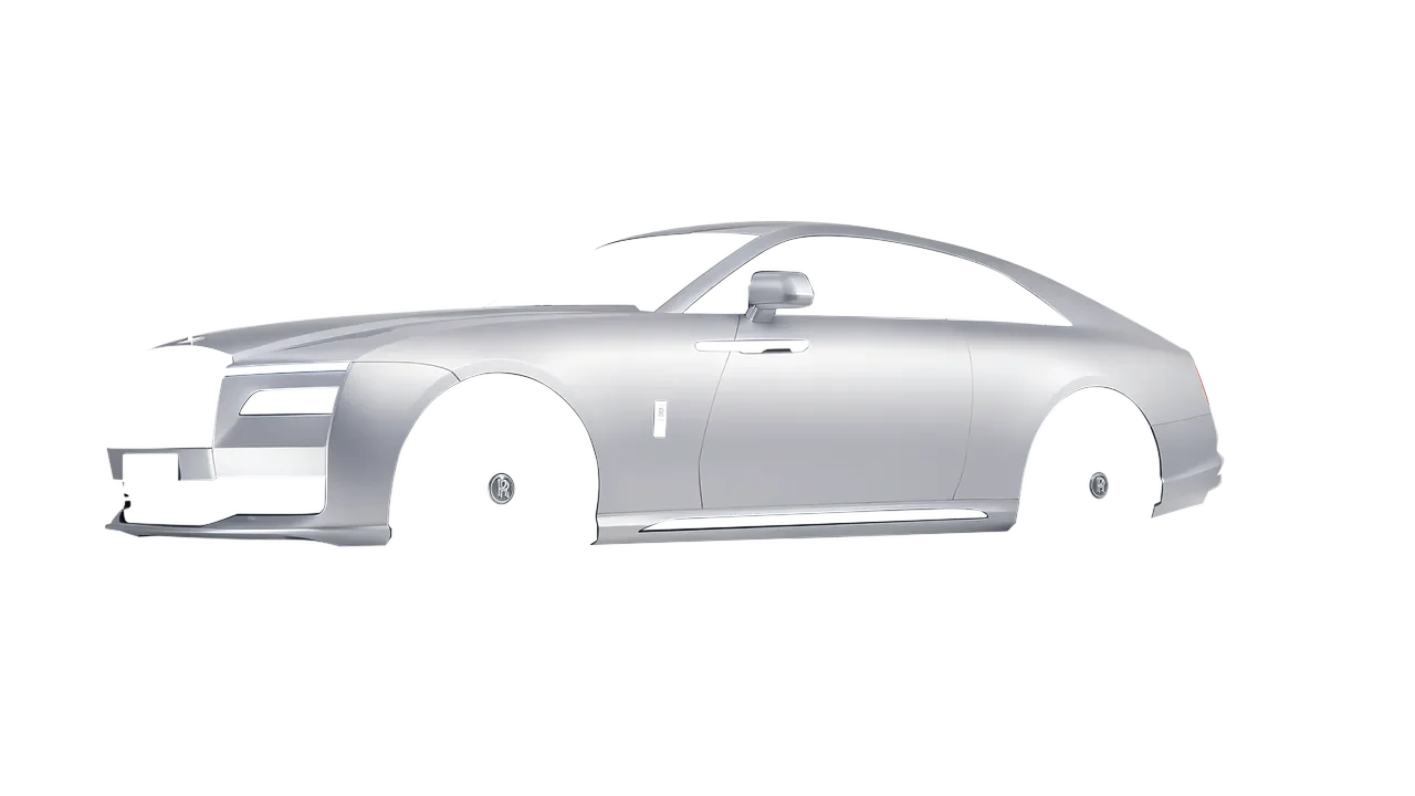 Rolls-Royce Spectre 2024 wrapped in Matte Silver (3M M21), front three-quarter view