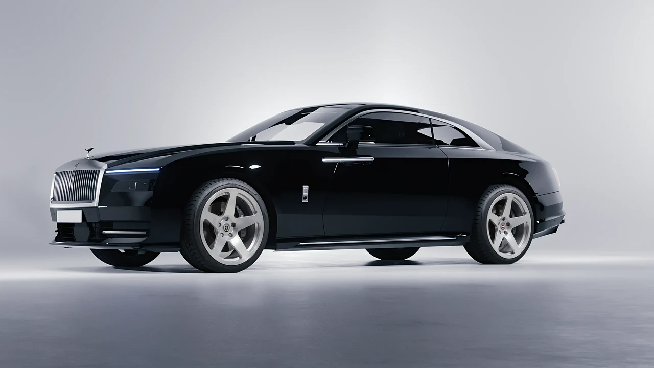 Rolls-Royce Spectre 2024 on HRE Performance Wheels 305M forged wheels, front three-quarter view