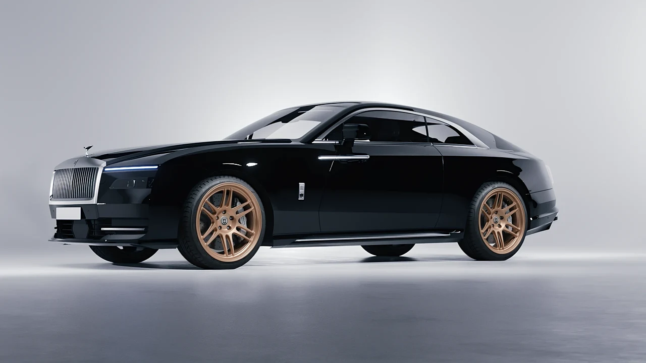 Rolls-Royce Spectre 2024 on HRE Performance Wheels 312-GTS forged wheels, front three-quarter view