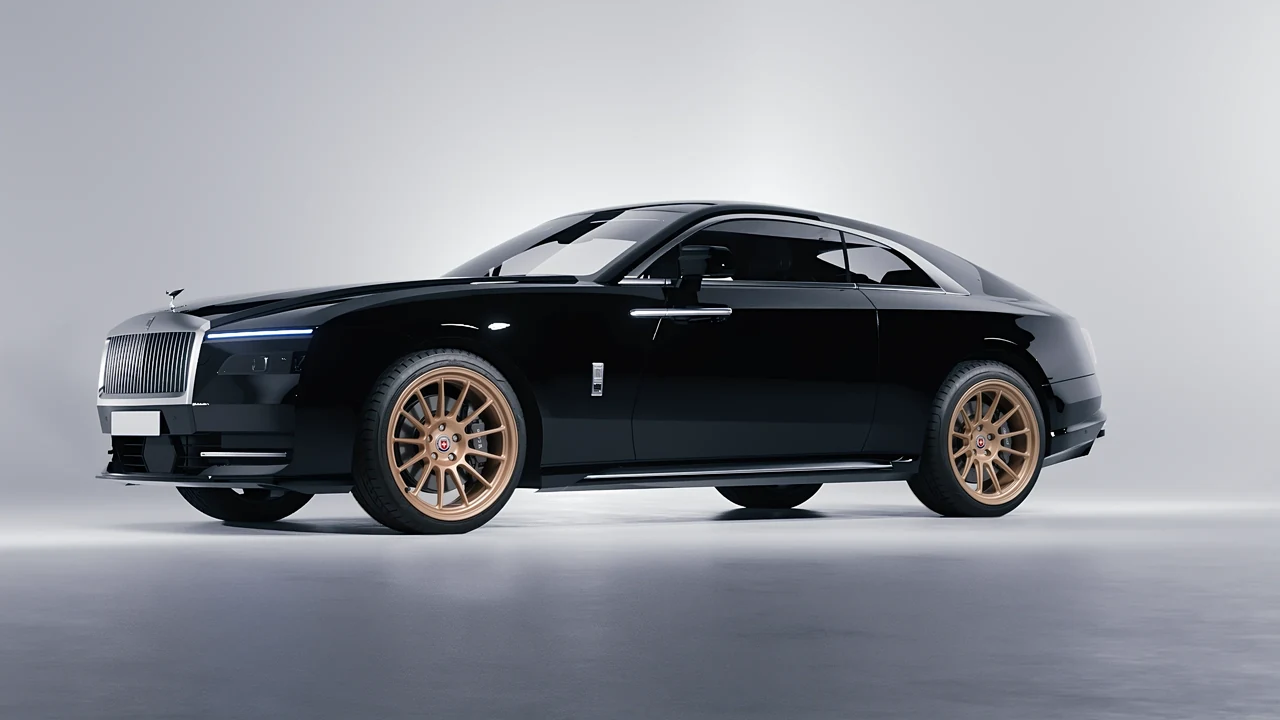 Rolls-Royce Spectre 2024 on HRE Performance Wheels 313-GTS forged wheels, front three-quarter view