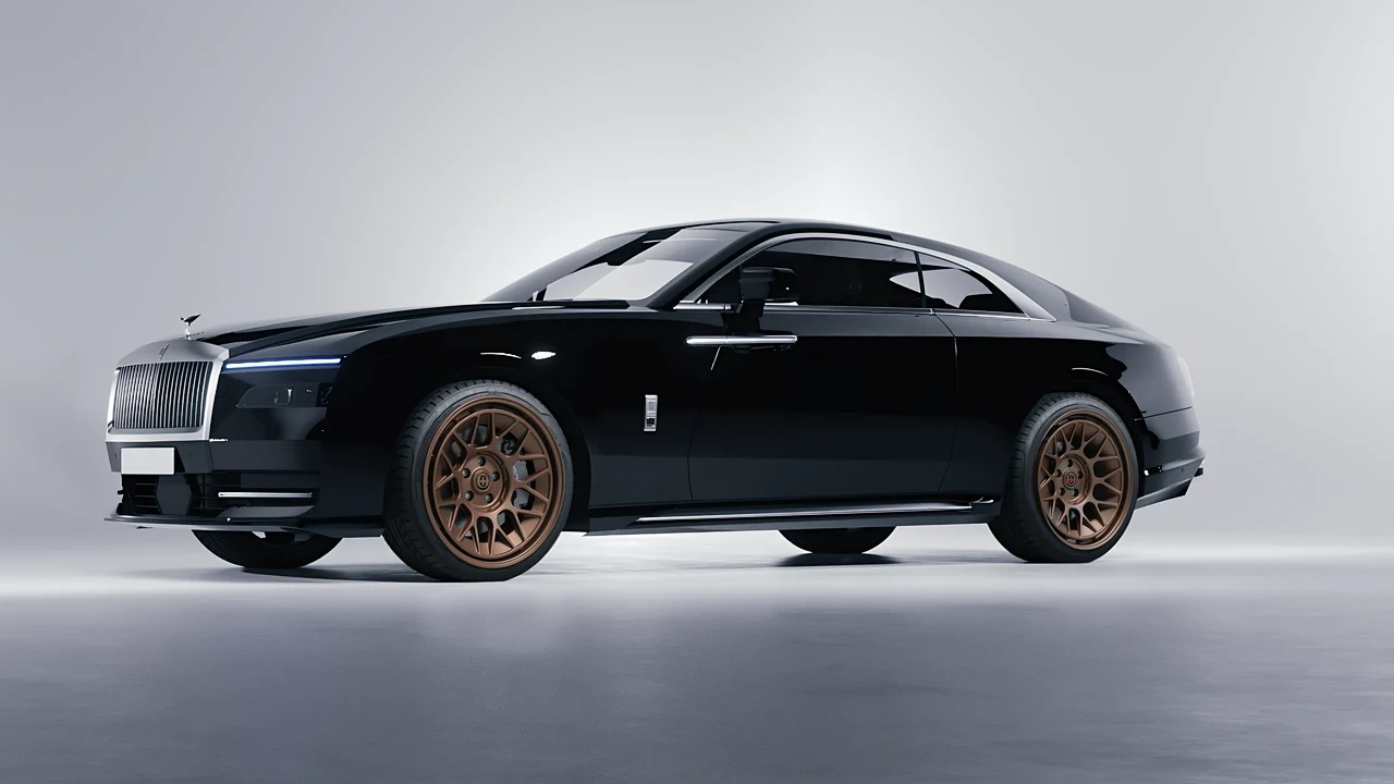 Rolls-Royce Spectre 2024 on HRE Performance Wheels 500-GTM forged wheels, front three-quarter view