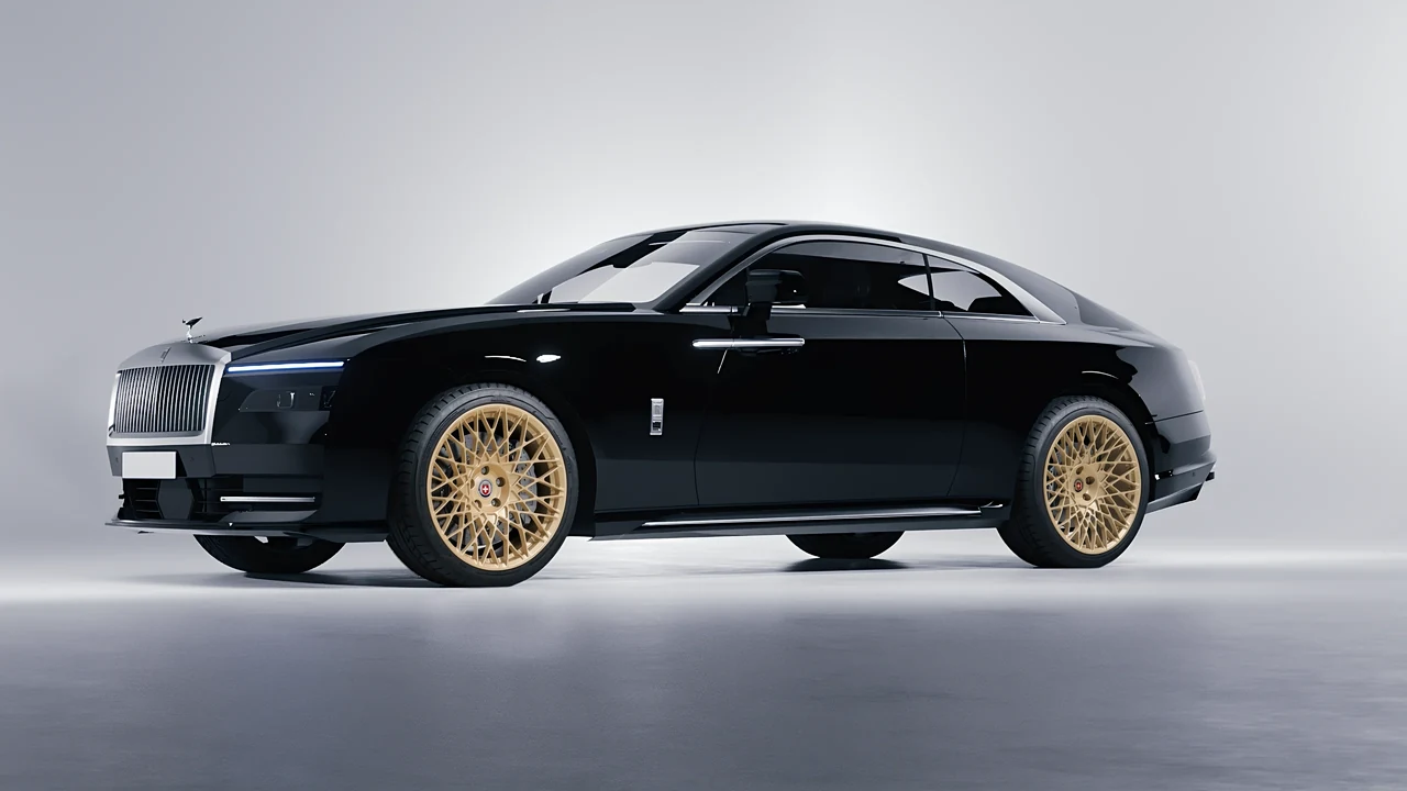Rolls-Royce Spectre 2024 on HRE Performance Wheels 501M forged wheels, front three-quarter view