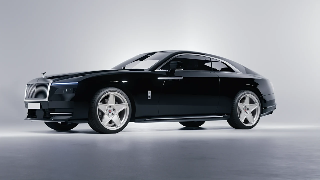 Rolls-Royce Spectre 2024 on HRE Performance Wheels 505M forged wheels, front three-quarter view