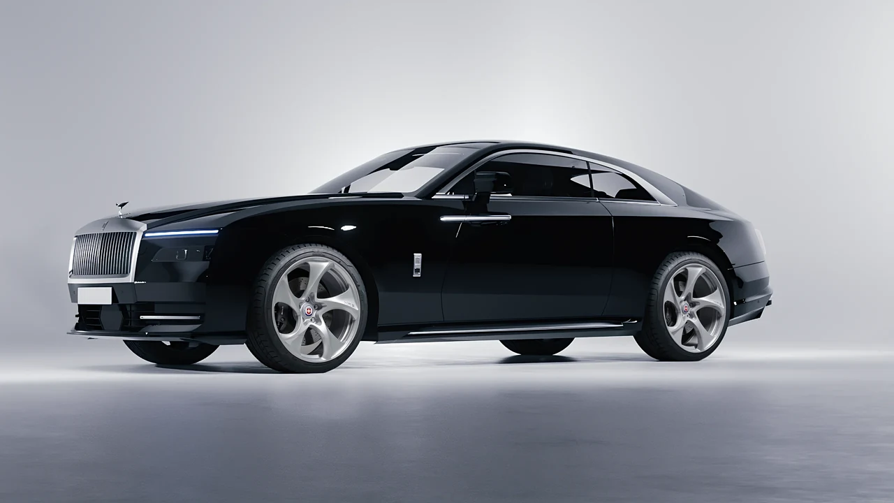 Rolls-Royce Spectre 2024 on HRE Performance Wheels 522M forged wheels, front three-quarter view