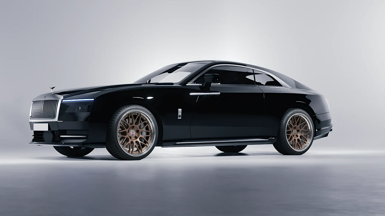 Rolls-Royce Spectre 2024 on HRE Performance Wheels C100 forged wheels, front three-quarter view