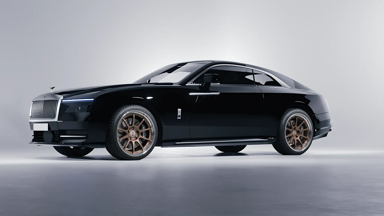 Rolls-Royce Spectre 2024 on HRE Performance Wheels C103 forged wheels, front three-quarter view