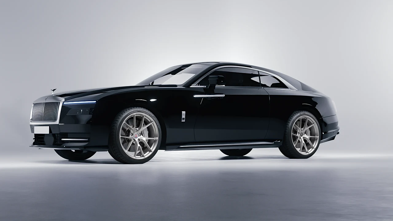 Rolls-Royce Spectre 2024 on HRE Performance Wheels P101 forged wheels, front three-quarter view
