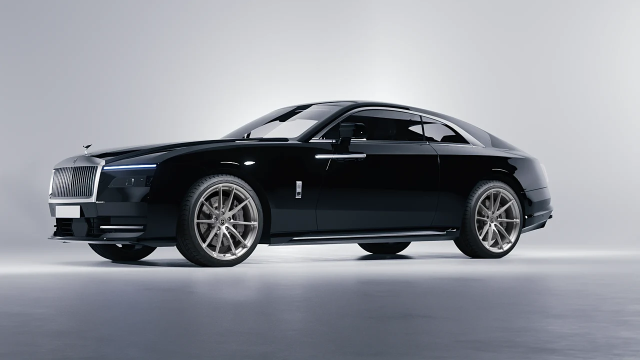 Rolls-Royce Spectre 2024 on HRE Performance Wheels P104 forged wheels, front three-quarter view