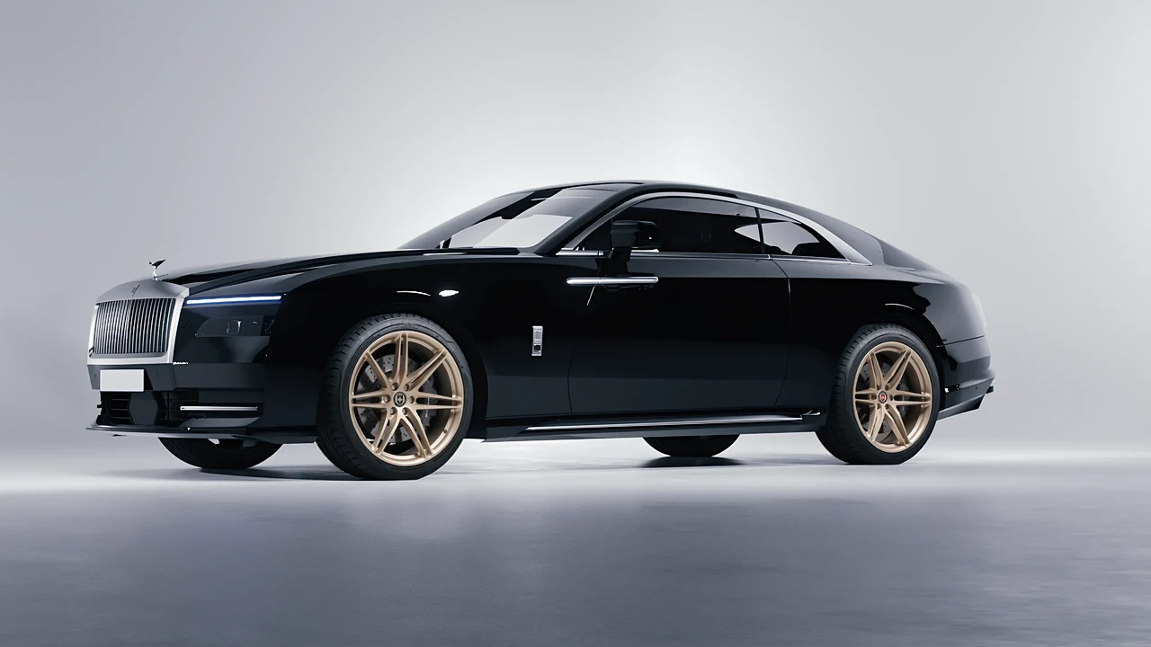 Rolls-Royce Spectre 2024 on HRE Performance Wheels P106 forged wheels, front three-quarter view