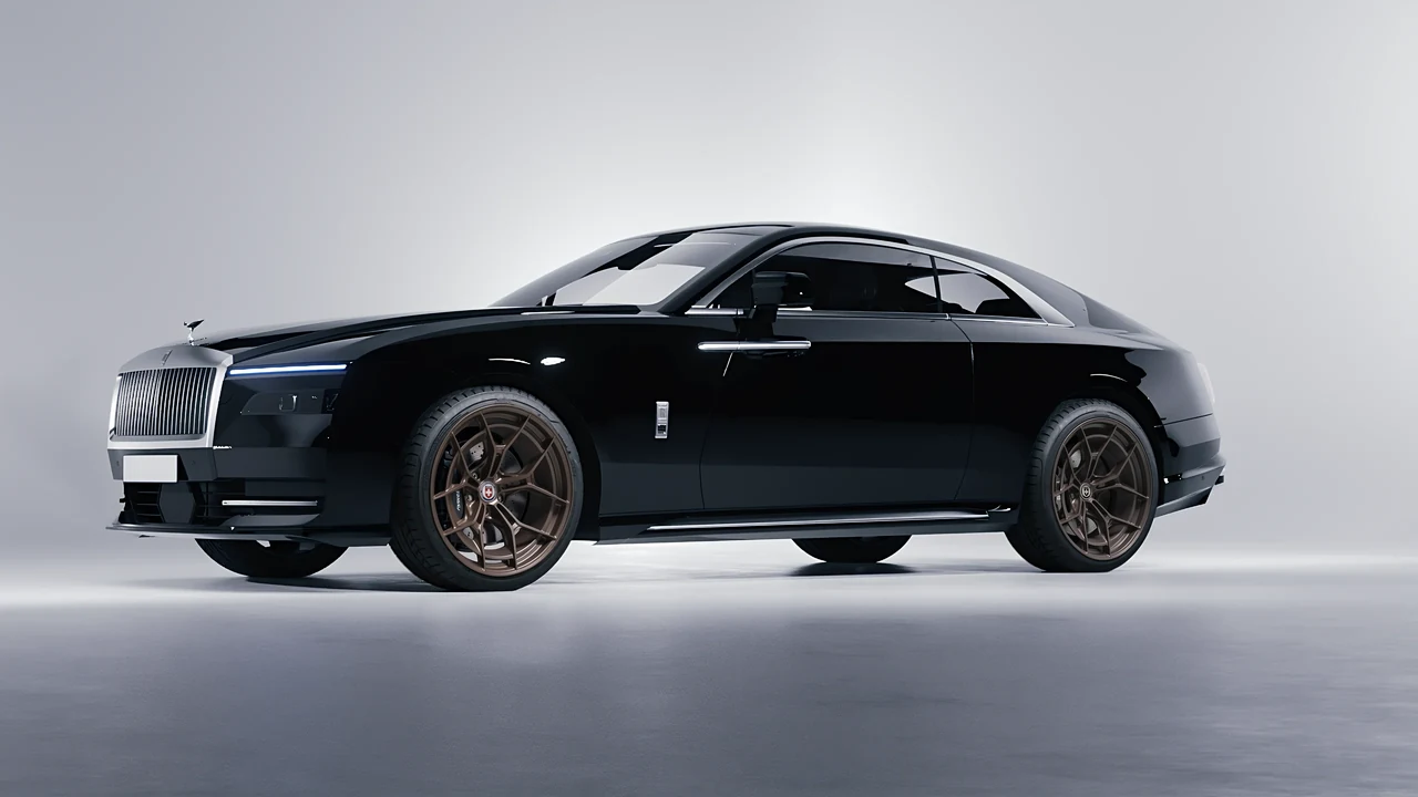 Rolls-Royce Spectre 2024 on HRE Performance Wheels P301 forged wheels, front three-quarter view