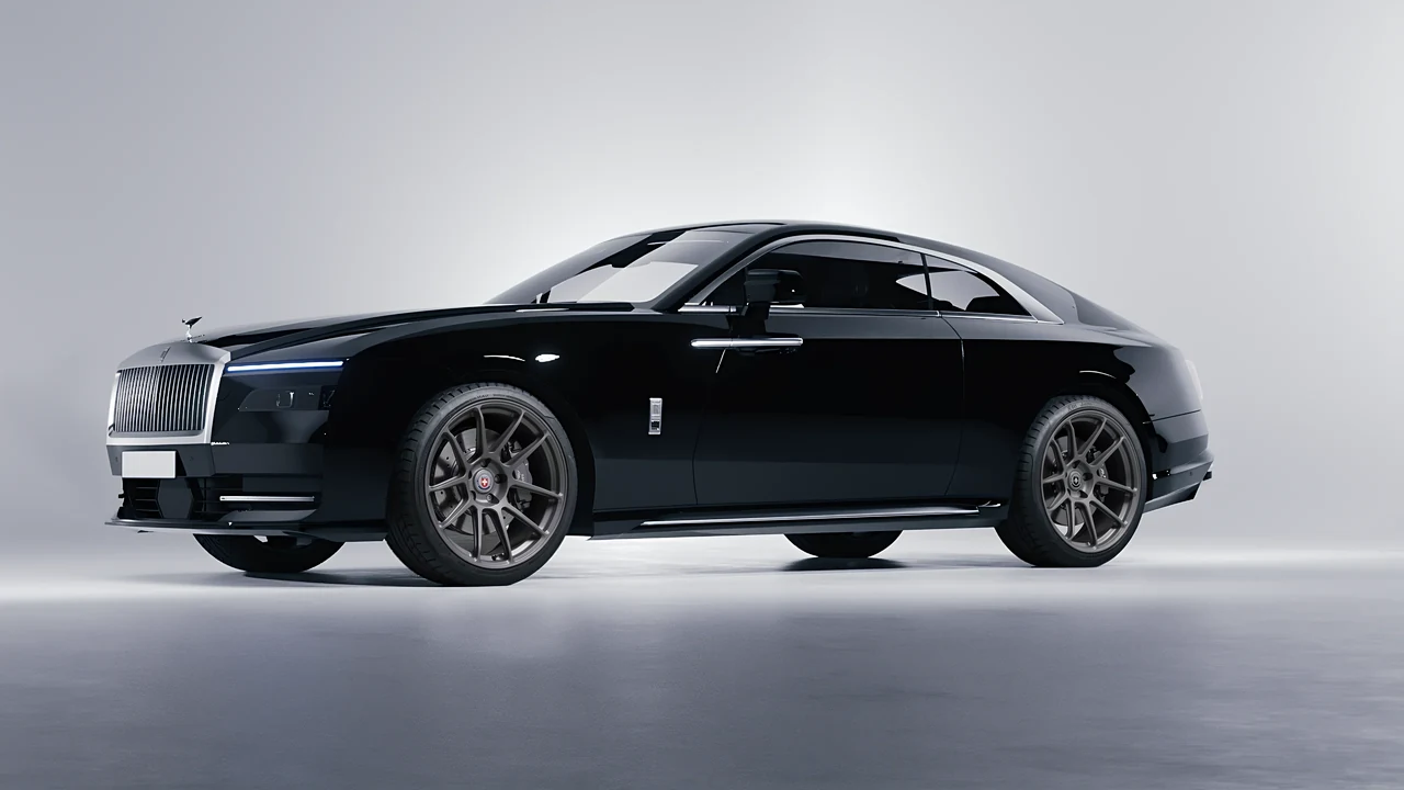 Rolls-Royce Spectre 2024 on HRE Performance Wheels RC104 forged wheels, front three-quarter view