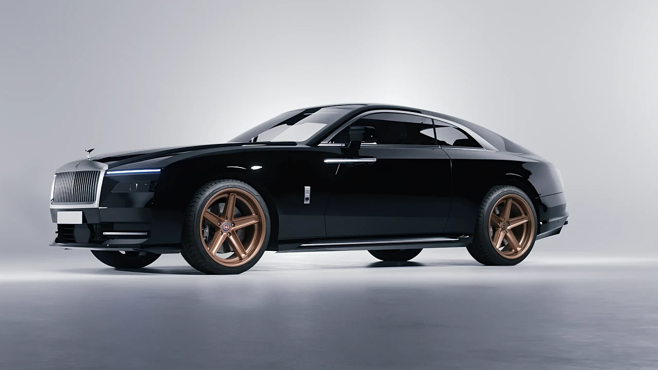 Rolls-Royce Spectre 2024 on HRE Performance Wheels Tusk forged wheels, front three-quarter view