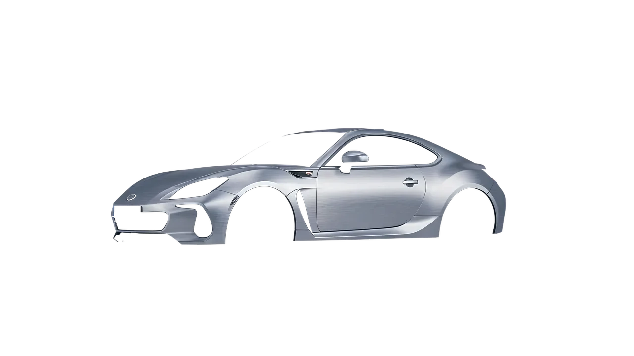 Subaru BRZ 2022 wrapped in Brushed Aluminum (Avery Dennison SW900-812-X), front three-quarter view