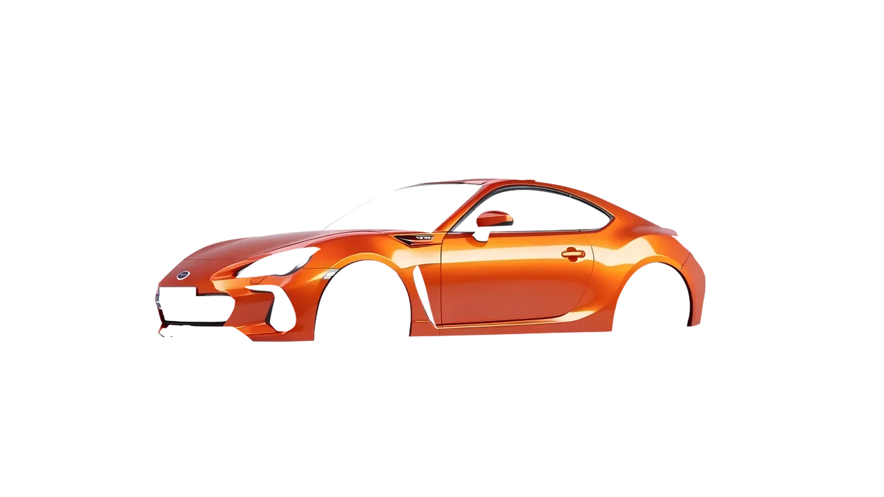 Subaru BRZ 2022 wrapped in Fiery Orange (3M G364), front three-quarter view