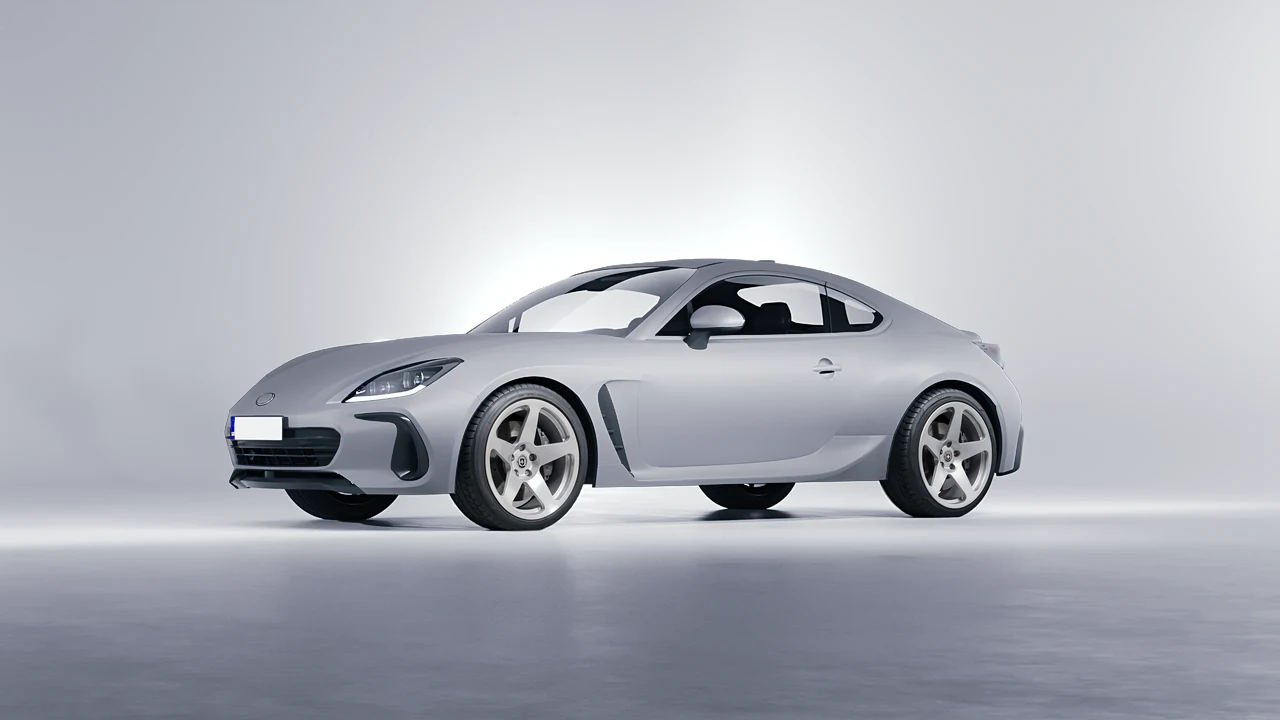 Subaru BRZ 2022 on HRE Performance Wheels 305M forged wheels, front three-quarter view