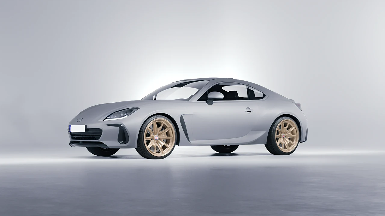Subaru BRZ 2022 on HRE Performance Wheels 427M forged wheels, front three-quarter view