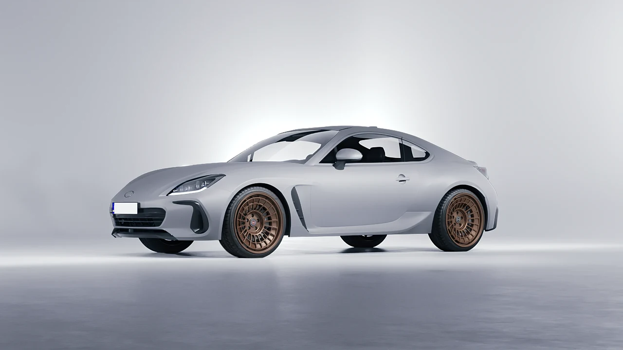 Subaru BRZ 2022 on HRE Performance Wheels 515-GTM forged wheels, front three-quarter view