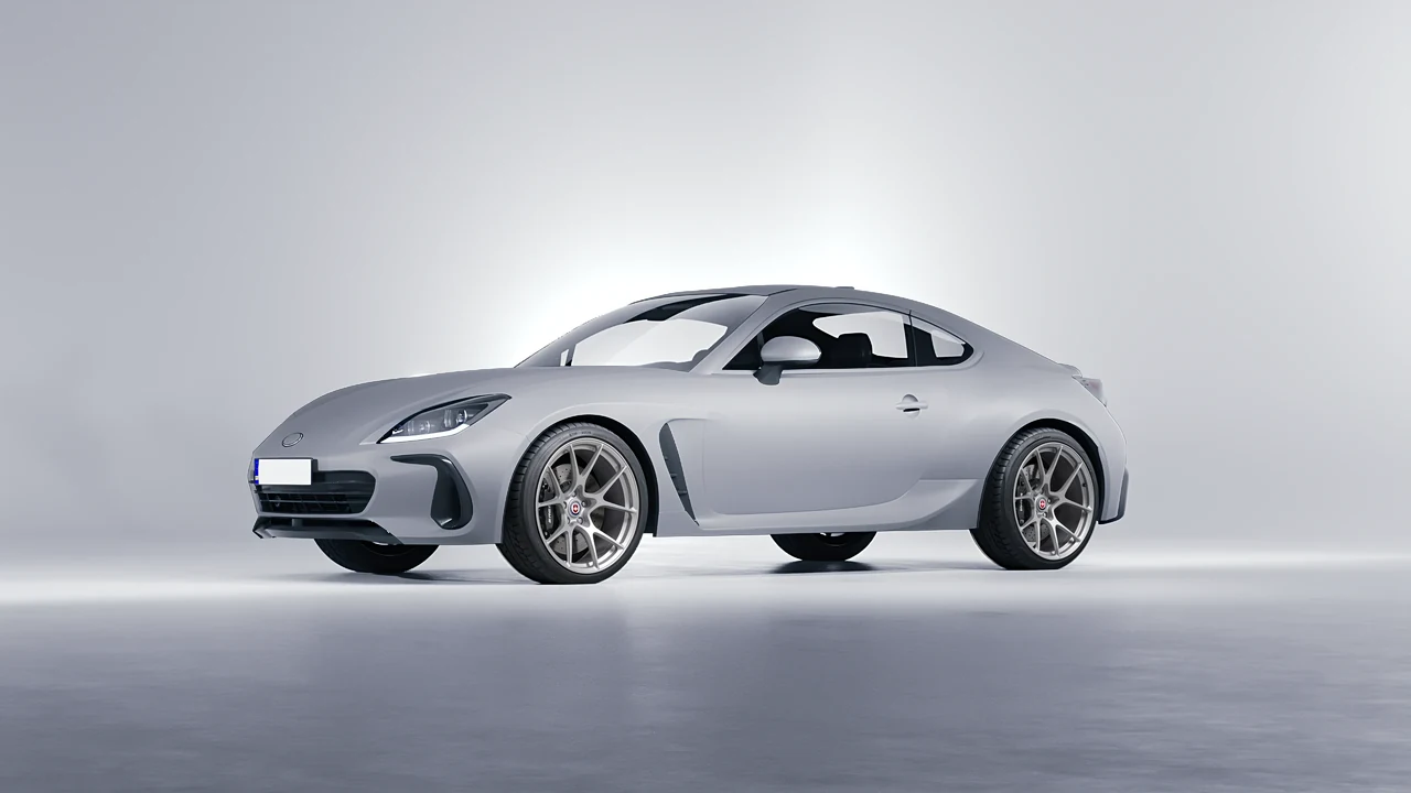Subaru BRZ 2022 on HRE Performance Wheels 521M forged wheels, front three-quarter view
