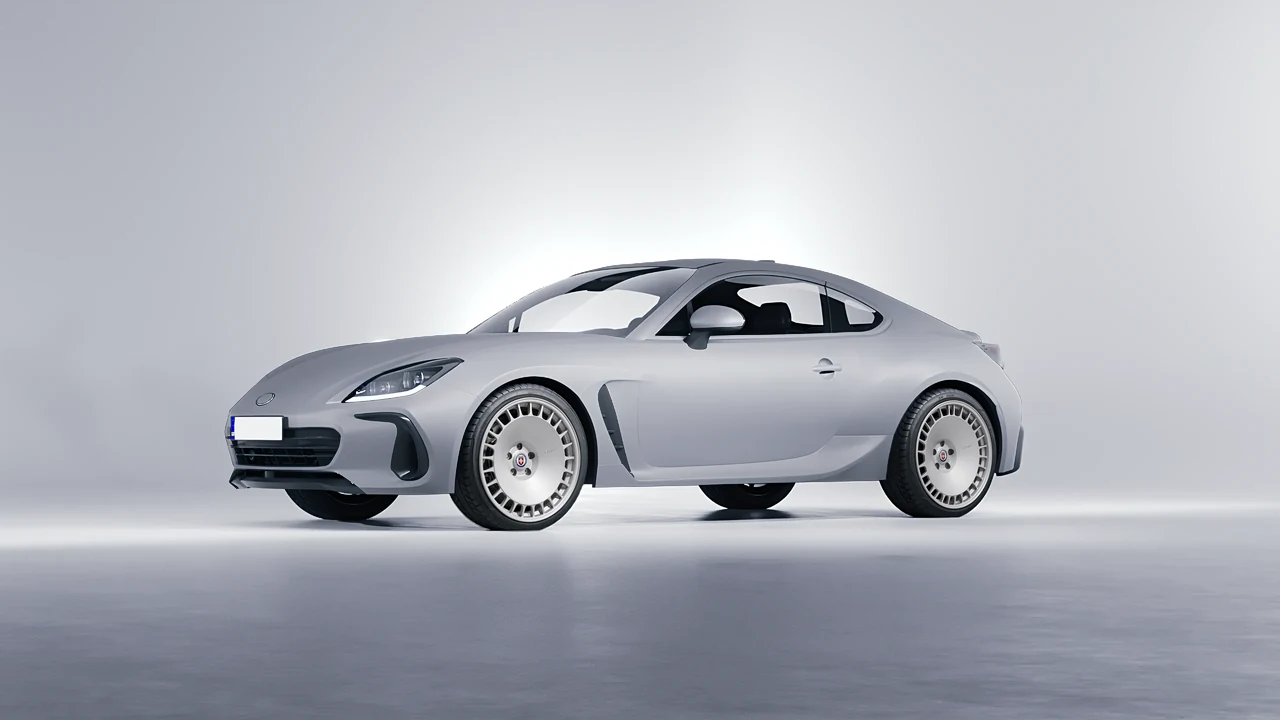 Subaru BRZ 2022 on HRE Performance Wheels 935M forged wheels, front three-quarter view