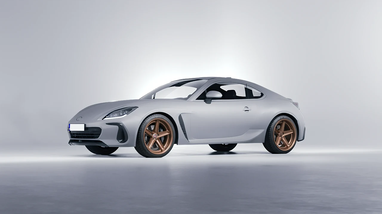 Subaru BRZ 2022 on HRE Performance Wheels Tusk forged wheels, front three-quarter view